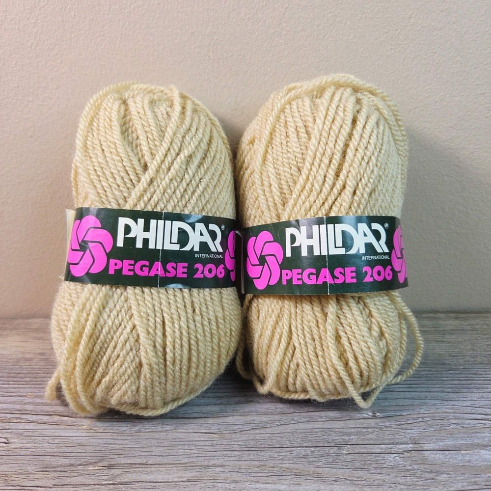 Phildar Pegase 206 Yarn 2 Skeins Tan Beige 80% Acrylic 20% Wool Vintage 50g NWT